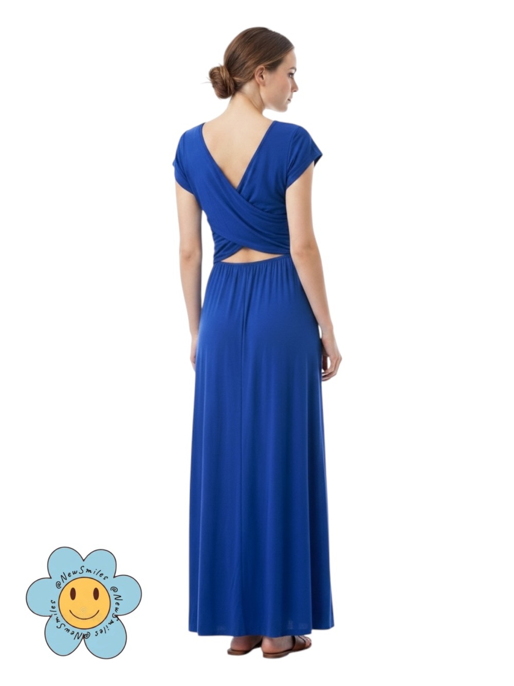 Rolla Coster ~ Maxi Dress ~ Royal Blue ~ Cross-Back ~ Cut Out Lower Back ~ GUC